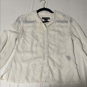 Norton McNaughton Petites Lace Button-Up Blouse